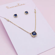 Juego de Joyas Cuadrado Azul Dorado