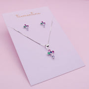 Juego de Joyas Cruz de Colores en Plata