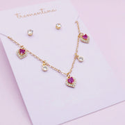 Juego de Joyas Dorado Corazones Rosados