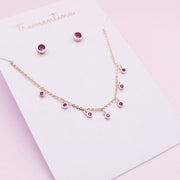 Juego de Joyas Dorado con Circones Fucsia