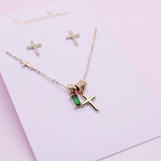 Juego de Joyas Cruz y Circón Verde