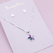 Juego de Joyas Flor Arcoíris en Plata