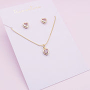 Juego de Joyas Corazón Rosado Dorado