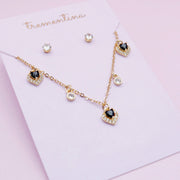 Juego de Joyas Dorado Corazones Negros