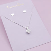 Juego de Joyas Mini Corazón Brillante en Plata