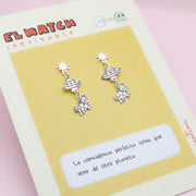 Aretes de Plata Estrella Ovni Vaca