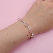 Pulsera de Plata Con Cuarzos Rosa
