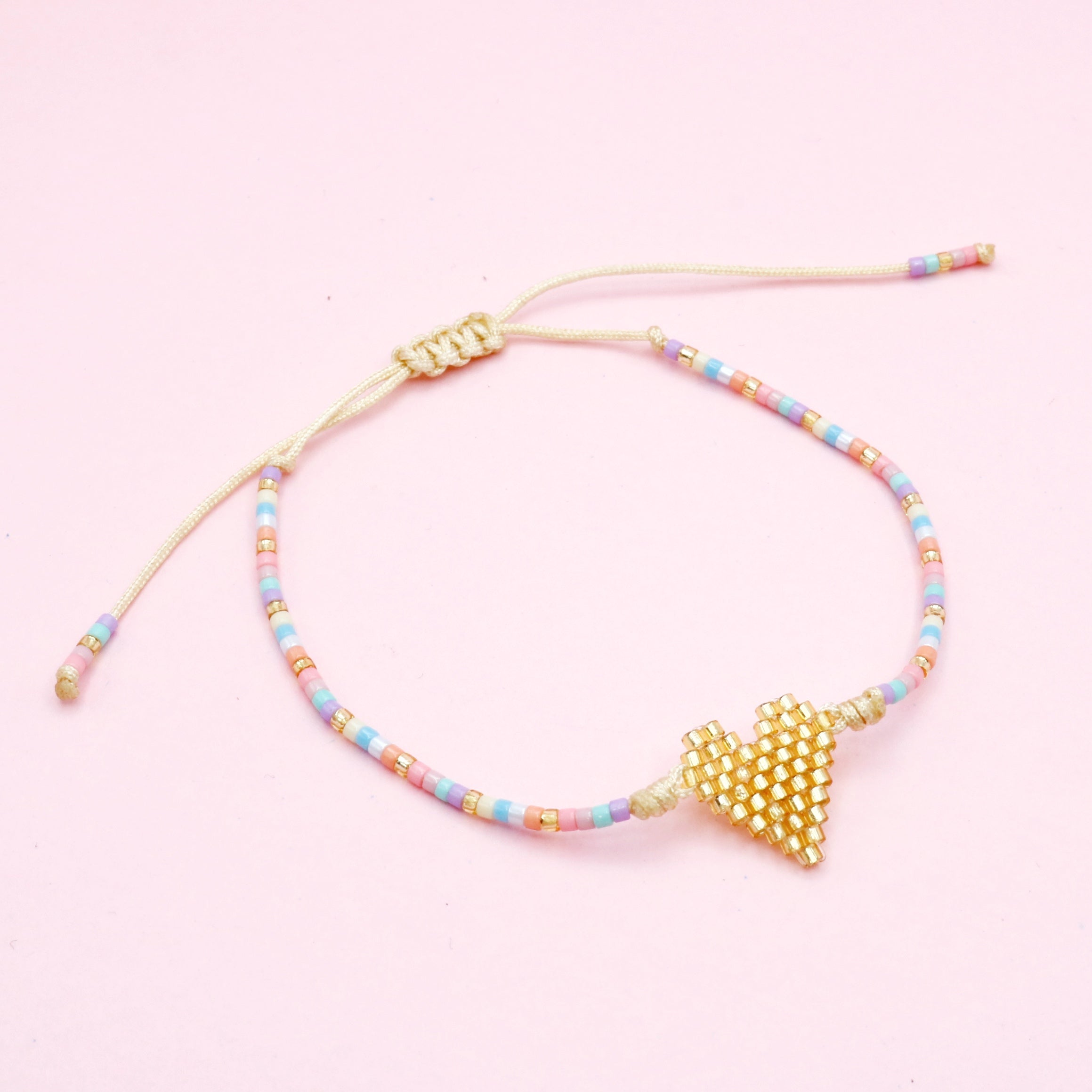 Pulsera Sencilla Mostacilla Latido Dorado