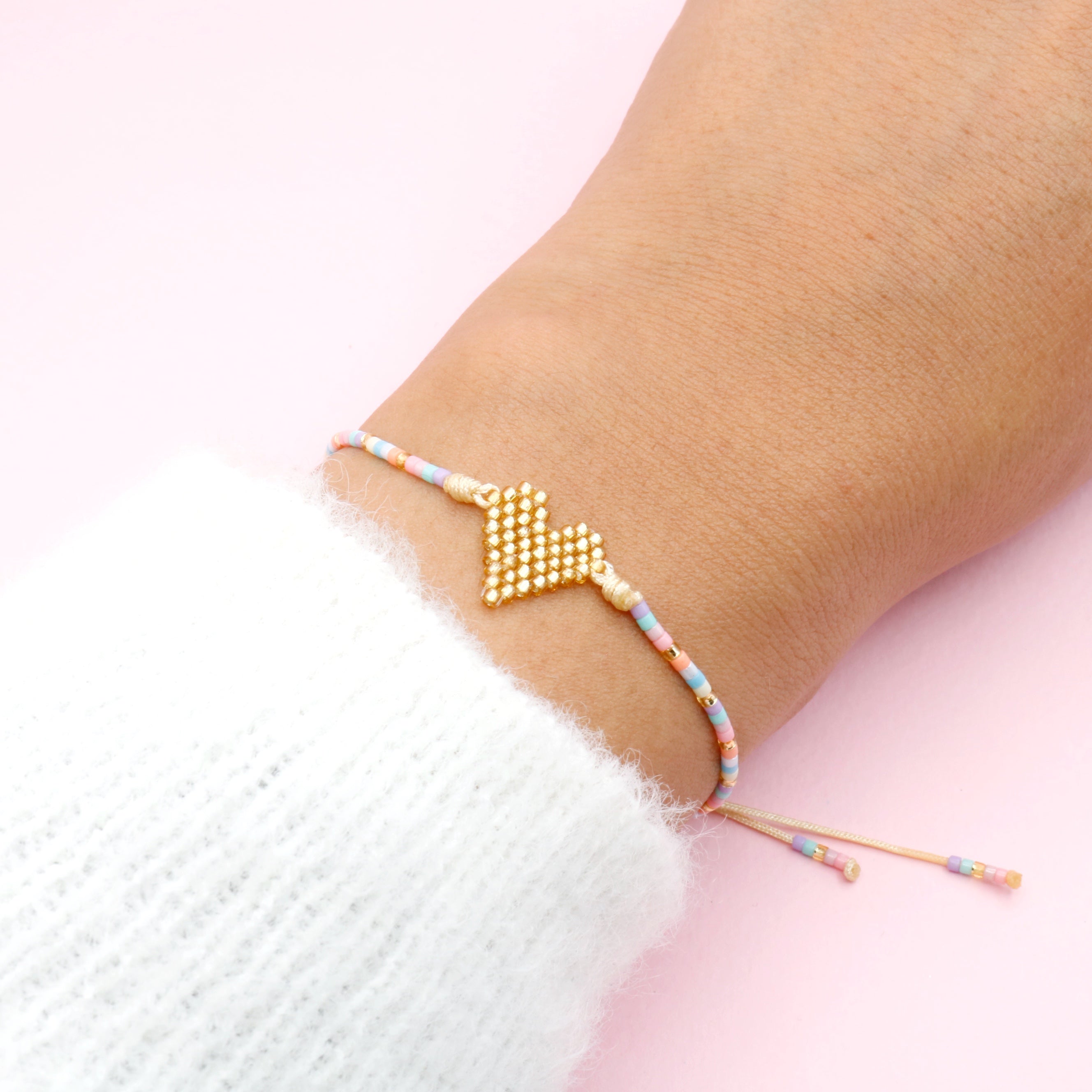 Pulsera Sencilla Mostacilla Latido Dorado