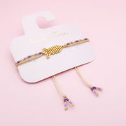 Pulsera Mostacilla Aura Marina Dorada