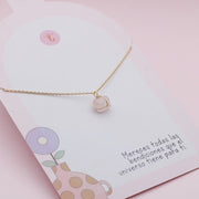 Collar Cuarzo Rosa en Dorado