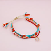 Pulsera Cuádruple Cuarzo Rosa Ojitos