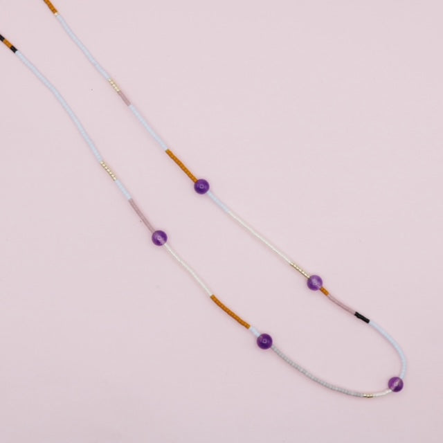 Collar Largo Amatista Mostacilla