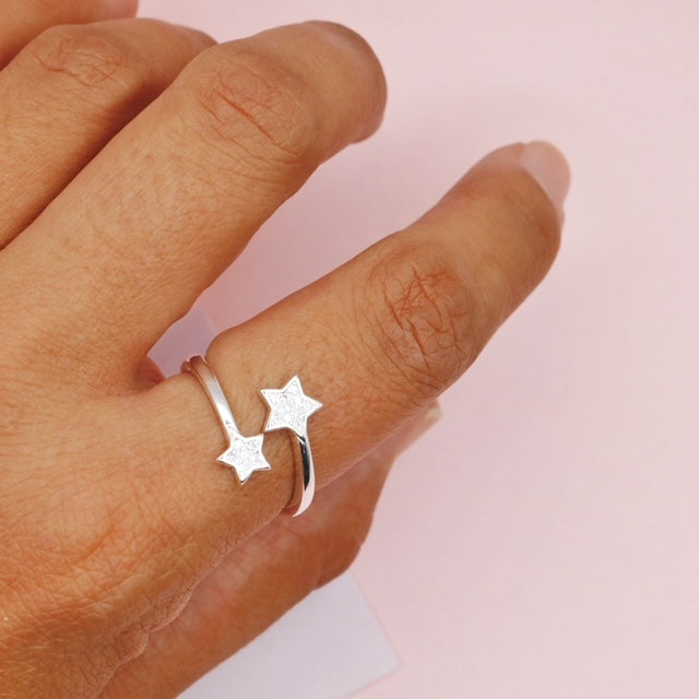 Anillo en plata Estrella Cicones Transparentes