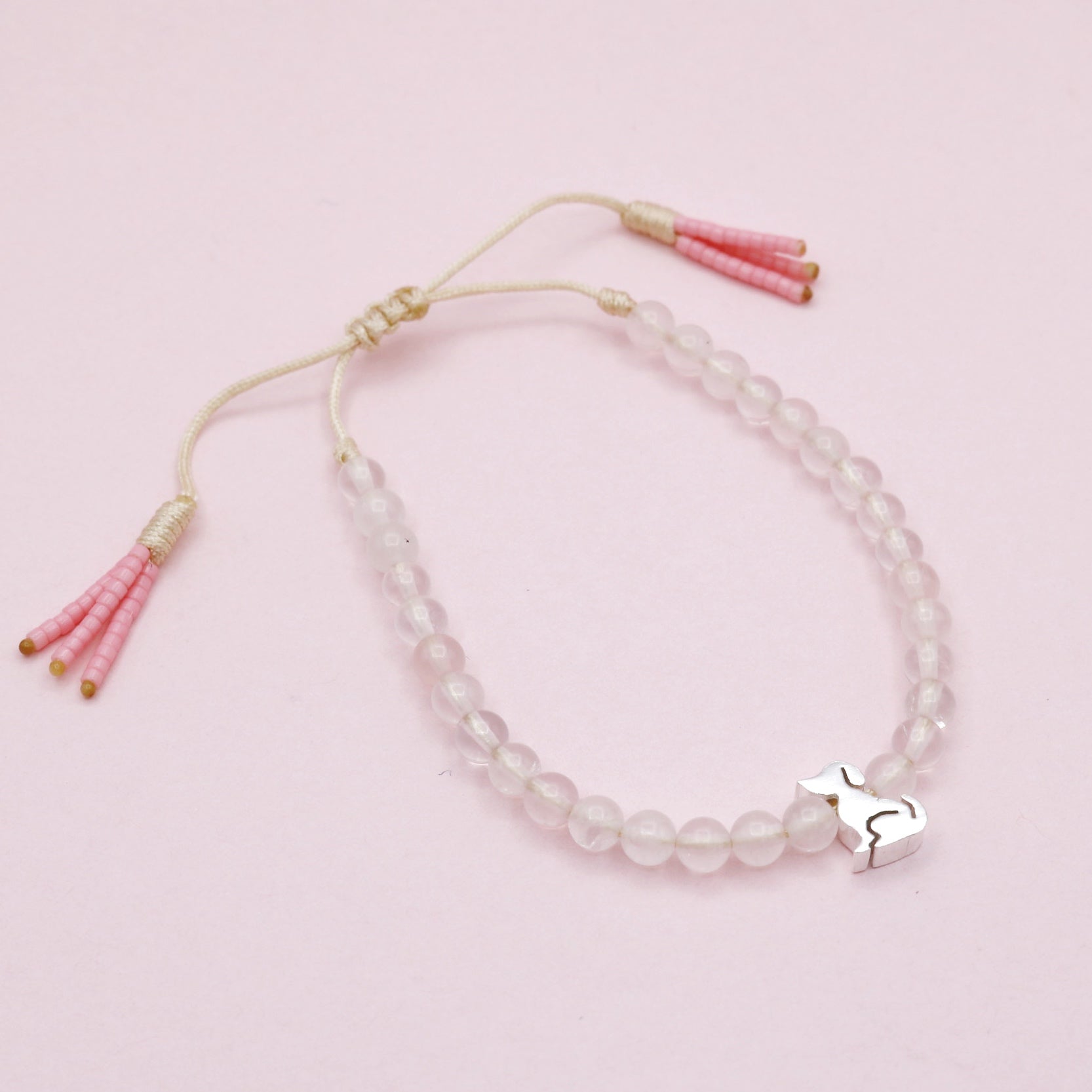 Pulsera Perrito Cuarzo Rosa