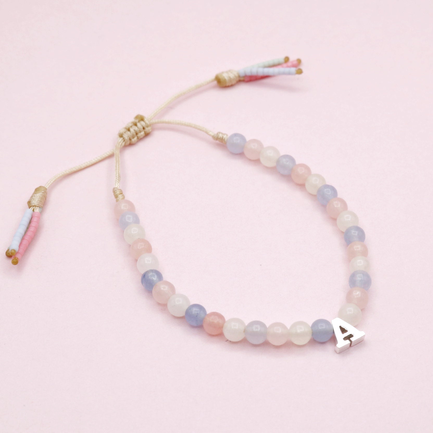 Pulsera Letra Piedra Morganita