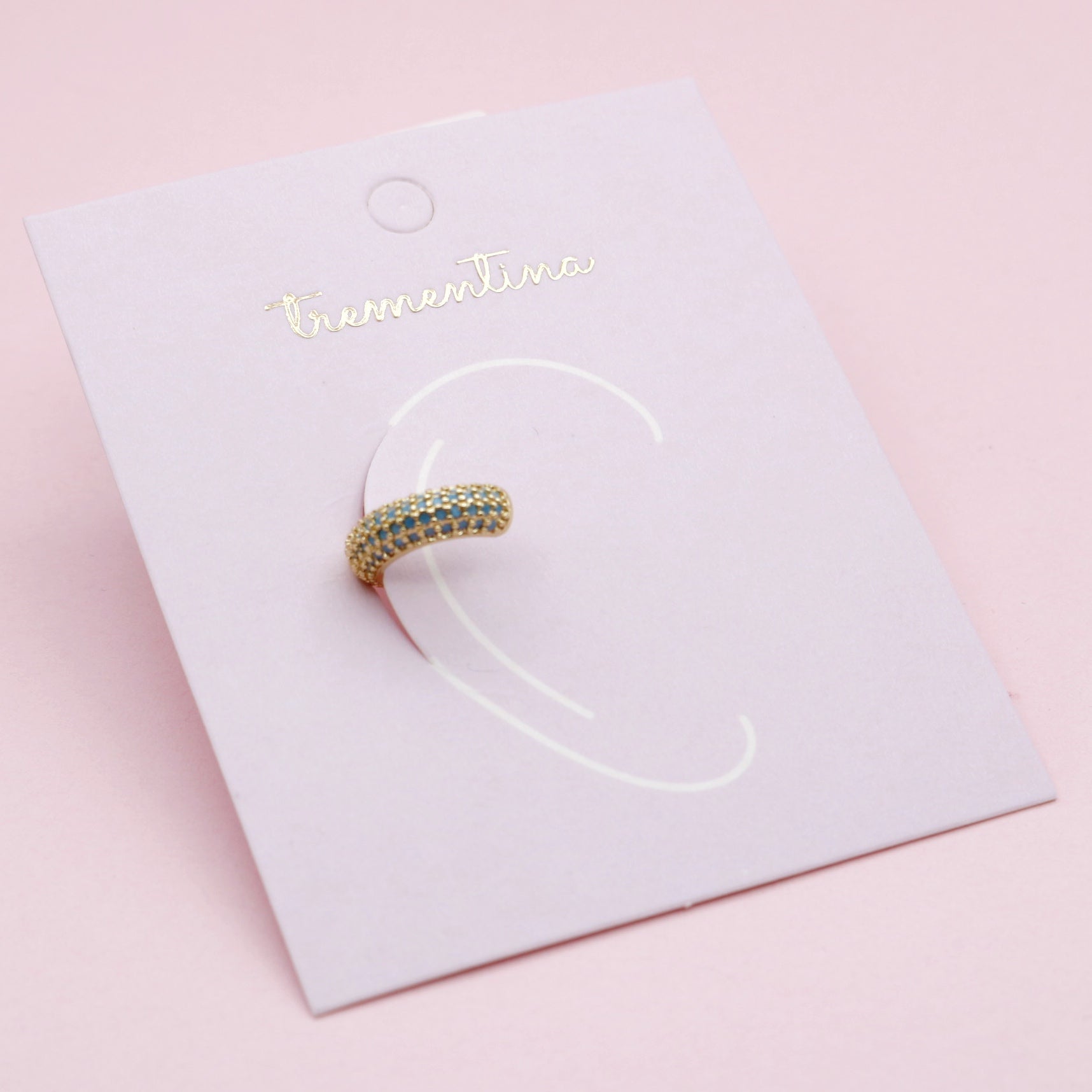 Earcuff Dorado Delgado Circones Azules