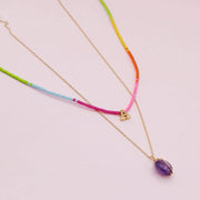 Set Dos Collares Letra Dorada Amatista
