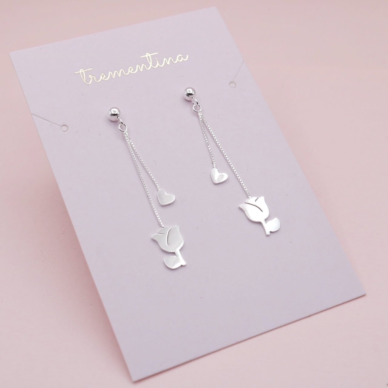 Aretes Hilo en Plata Rosa