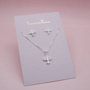 Juego en Plata Avión Circones Transparentes