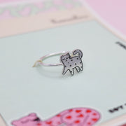 Anillo De Plata Gatico Estrellado