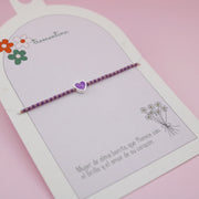 Pulseta Mostacilla 4 Corazones Lila
