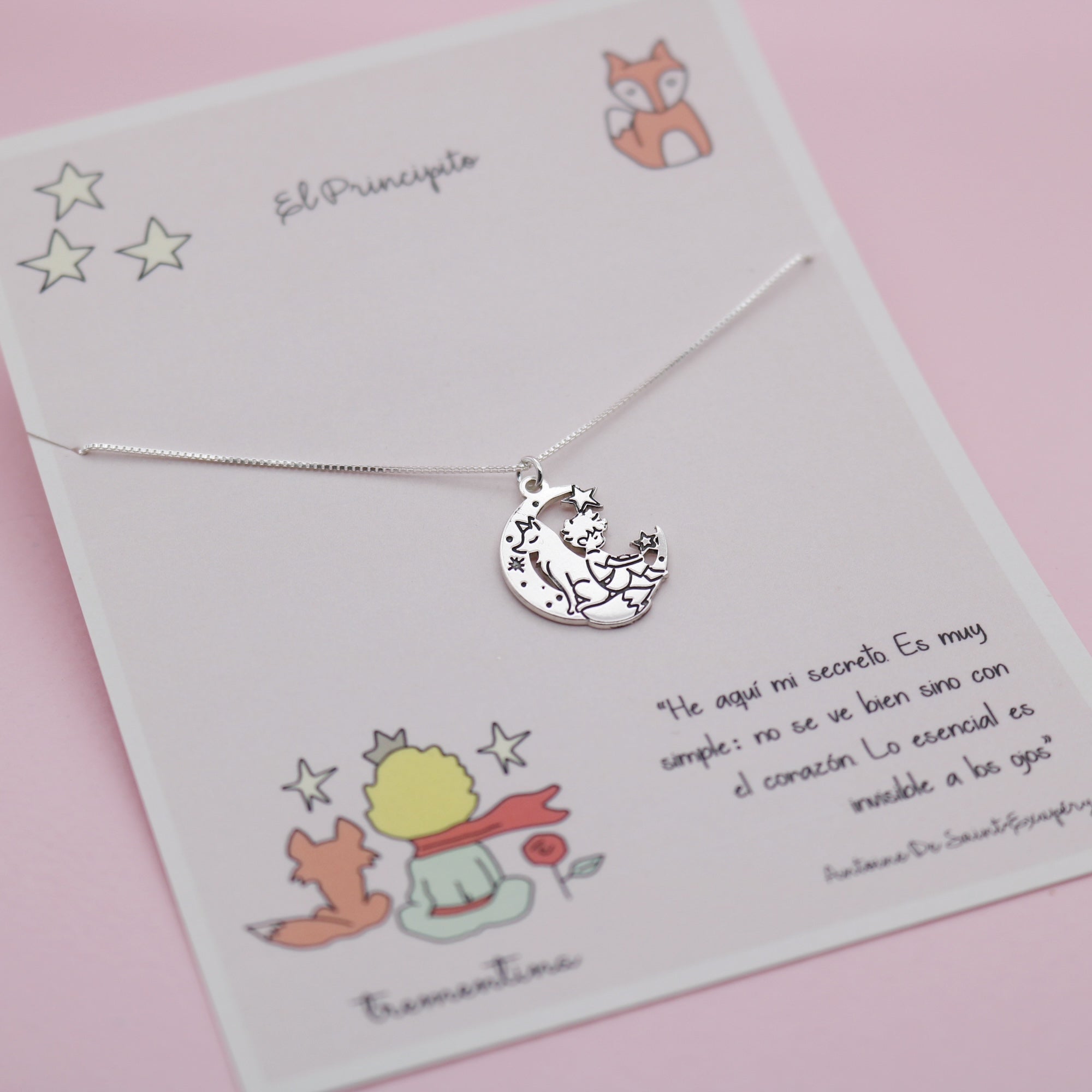 Collar en Plata "El Principito" y Zorro en la Luna