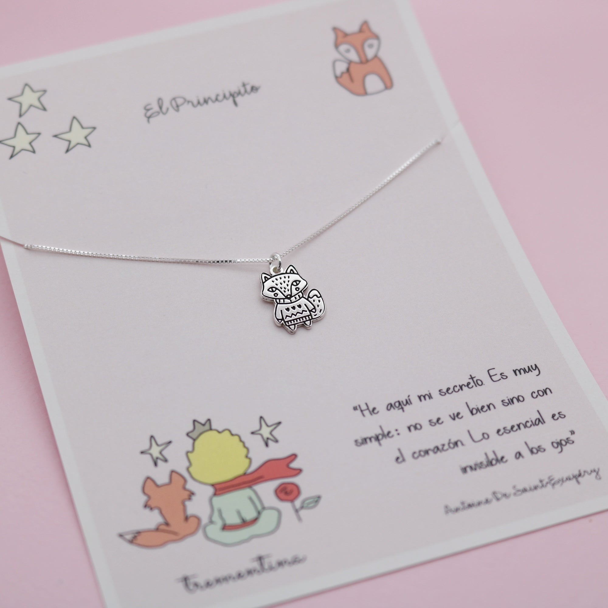 Collar en Plata "El Principito" Zorrito con saquito