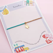 Pulsera Sencilla Mostacilla Colombia Dorado Colgante