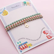 Pulsera Triple Rondela Dije Dorado Colombia Corazón