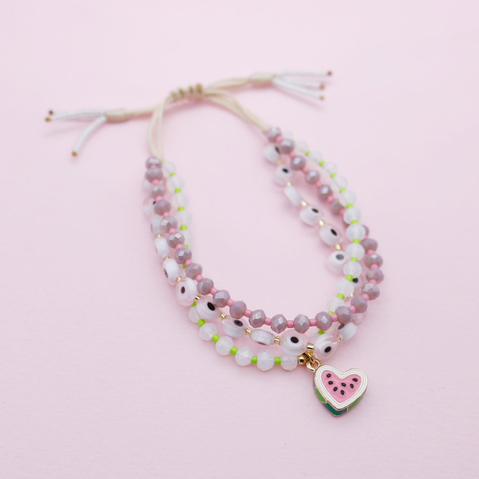 Pulsera Triple Corazón de Sandia