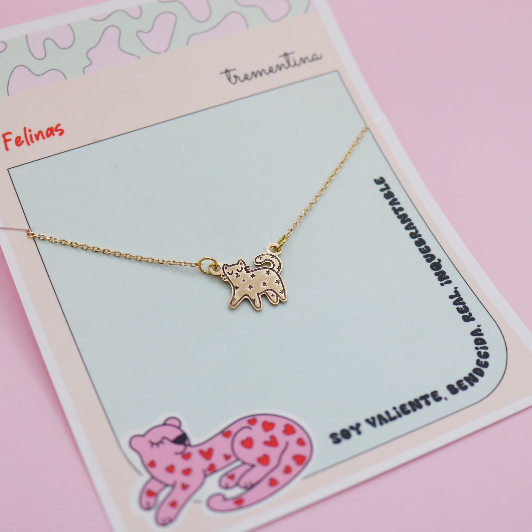 Collar Dorado Gatico Estrellado