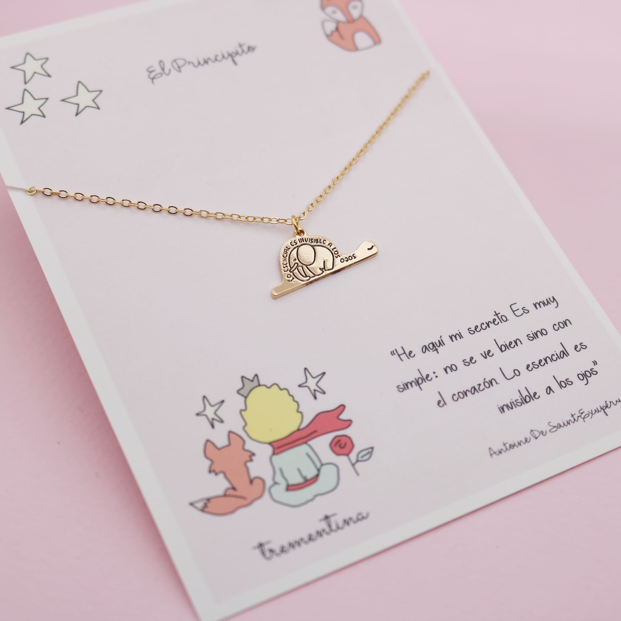 Collar Dorado Lo Esencial Es Invisible a los Ojos