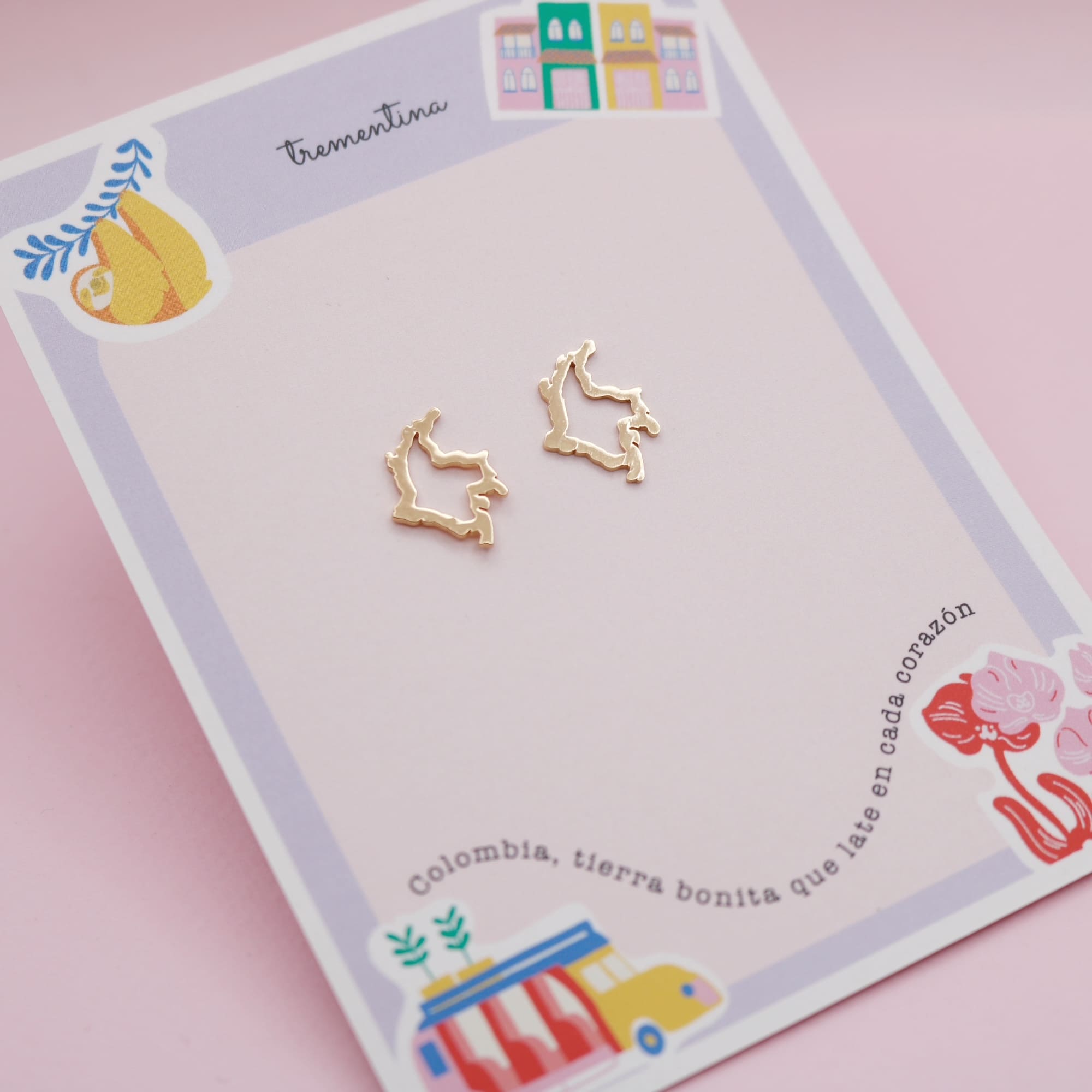 Topos Dorados Silueta Mapa de Colombia