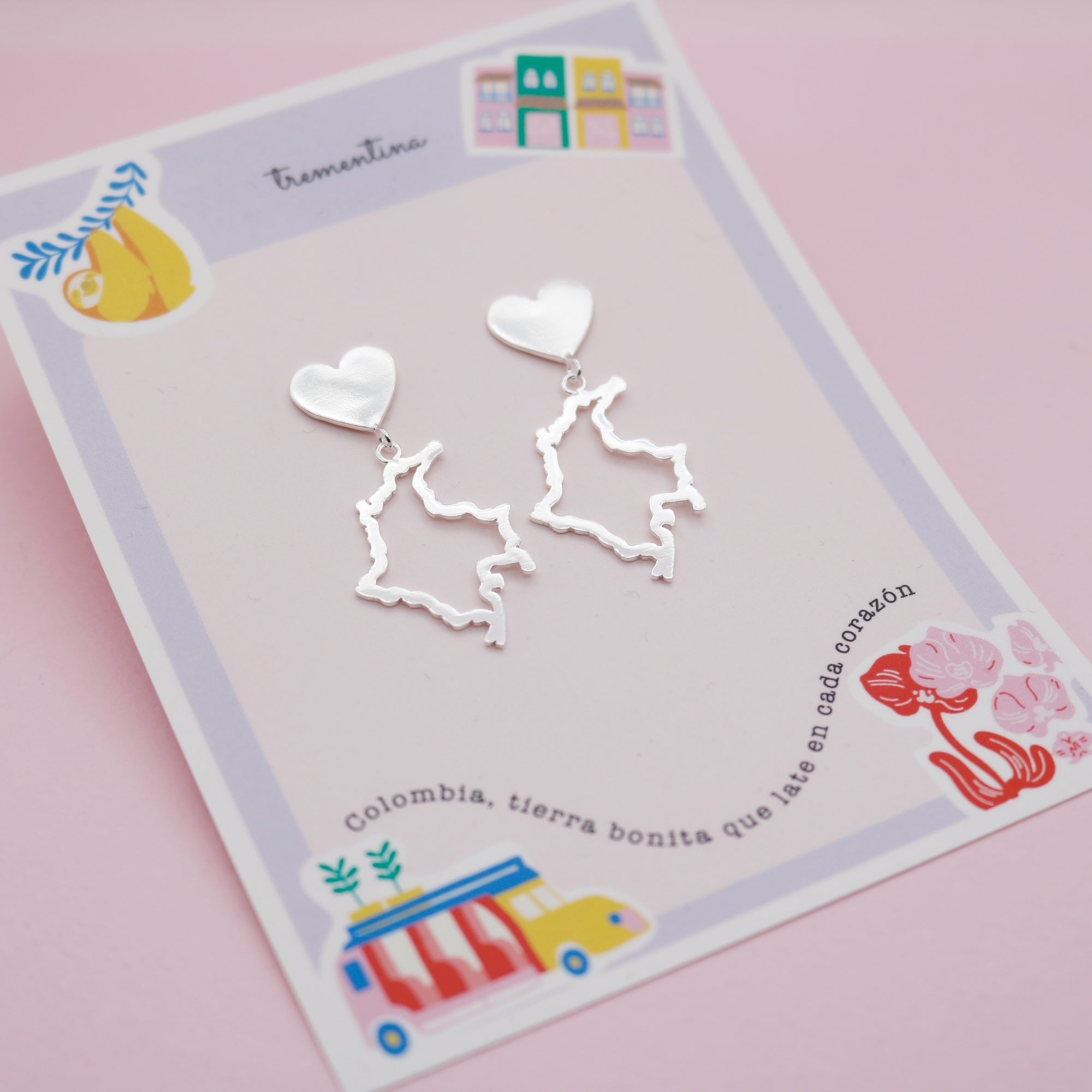 Aretes Plata Corazón Colombia