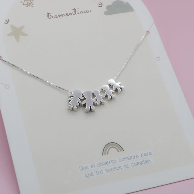 Collar Mi Familia Mamá - Papá 3 Hijos