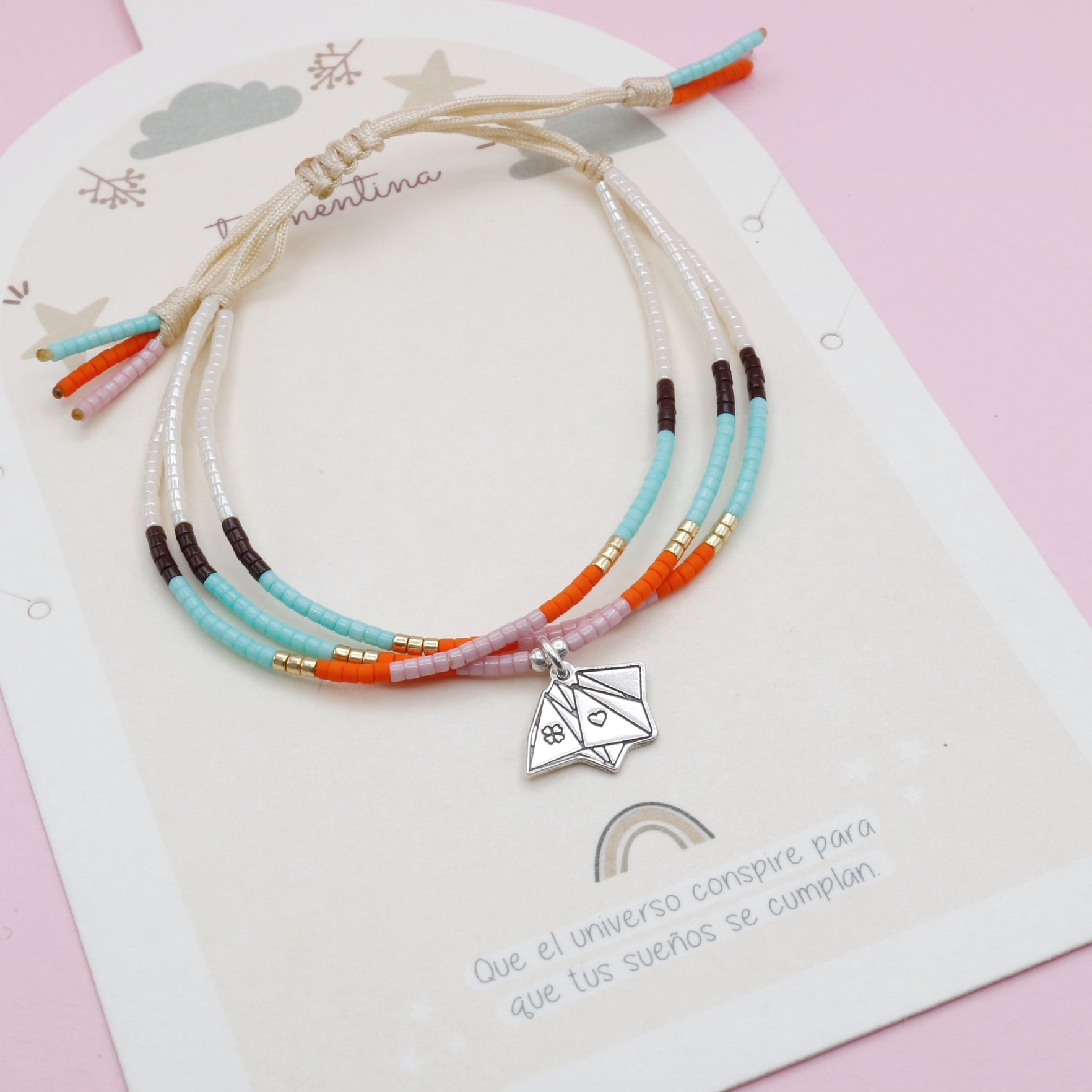 Pulsera Mostacilla Dije en Plata Come Cocos