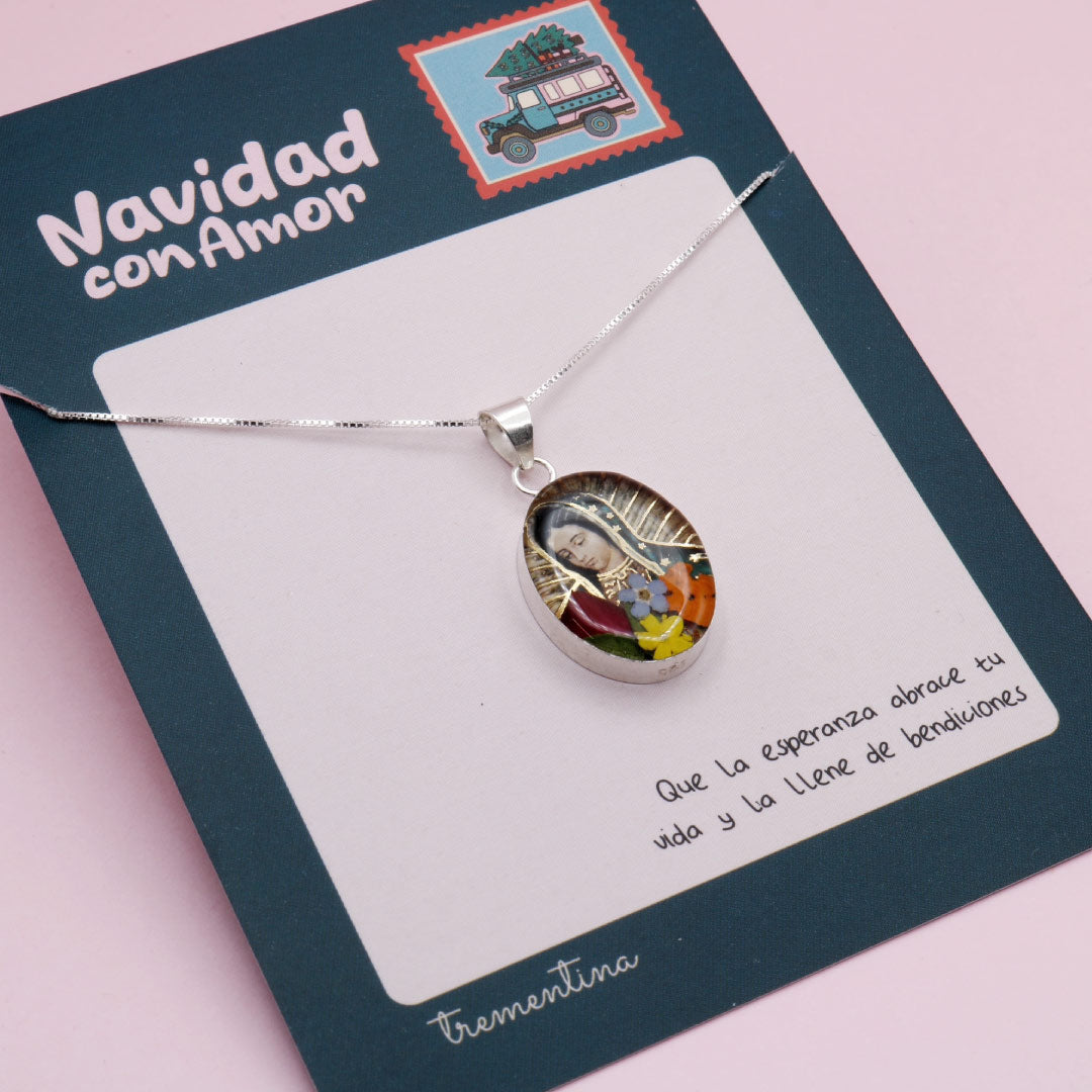 Collar de Plata Virgen de Guadalupe Encapsulada