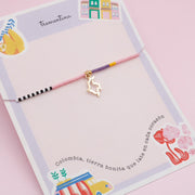 Pulsera Sencilla Mostacilla Silueta Colombia Dorado