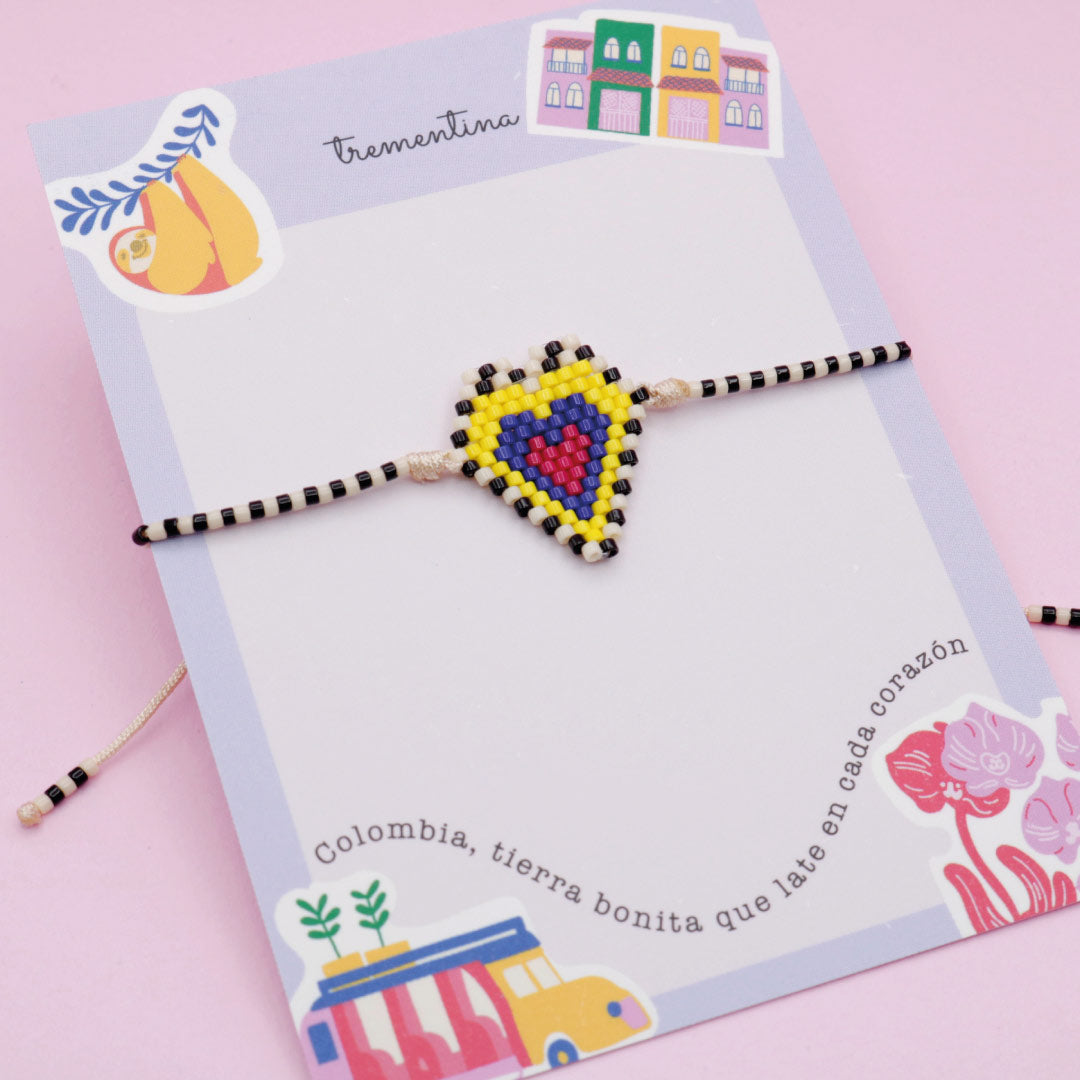 Pulsera Tejida Corazón Colores de Colombia
