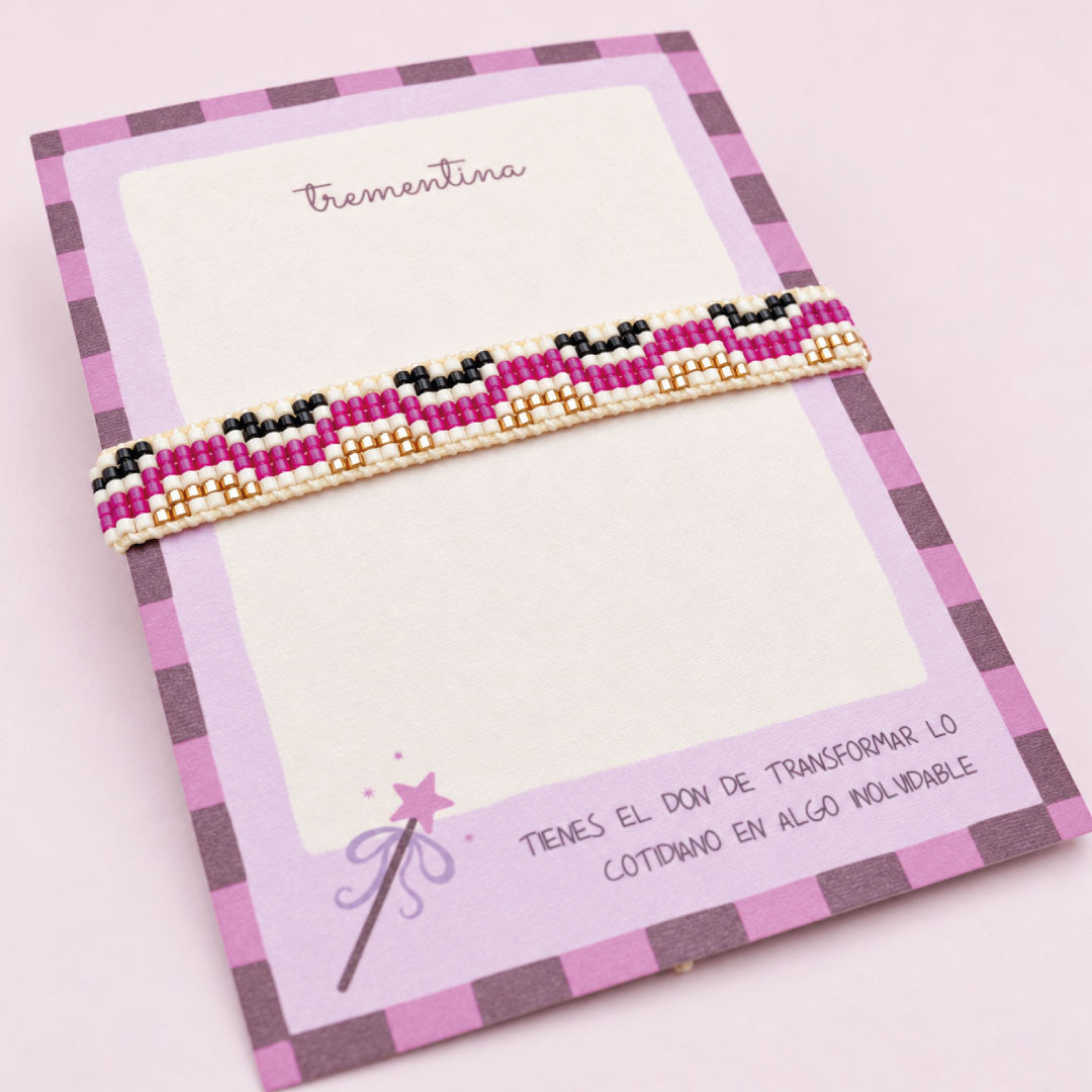Pulsera Miyuki Geométrica Fucsia