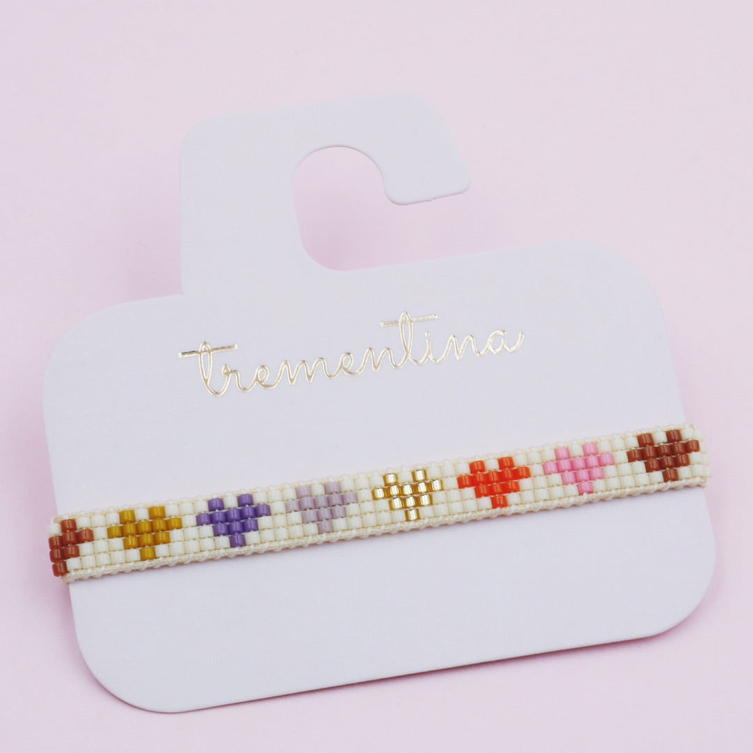 Pulsera en Mostacilla Corazones de Colores