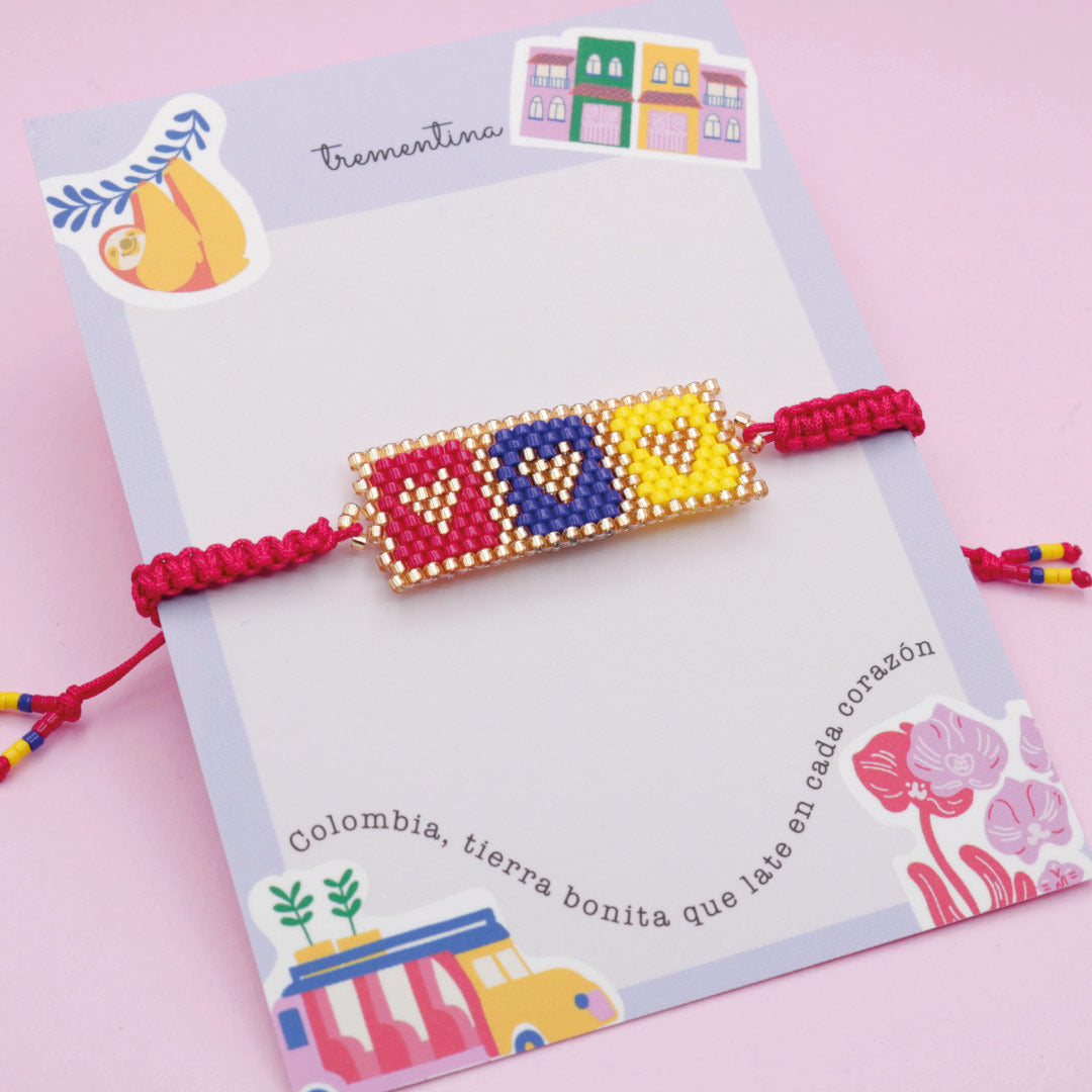 Pulsera Tejida Cuadritos de Colores de Colombia