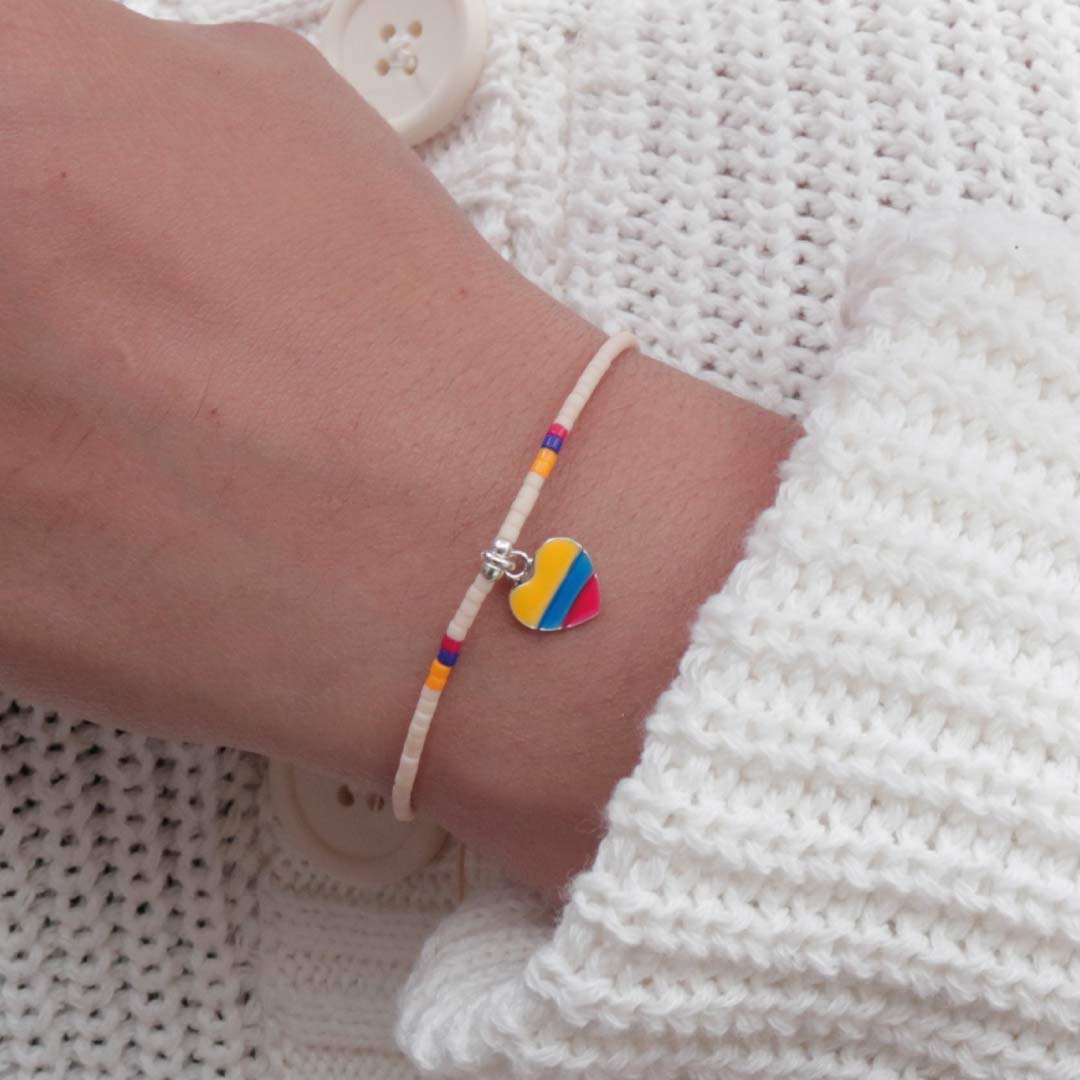 Pulsera Corazón Colombia en Mostacilla