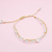 Pulsera Doble Dorada con Corazón en Nacar