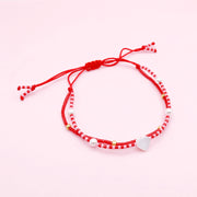 Pulsera Roja con Corazón Blanco en Nácar