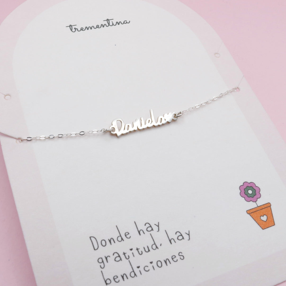Pulsera de Plata Nombre o Palabra Tipografía Daniela