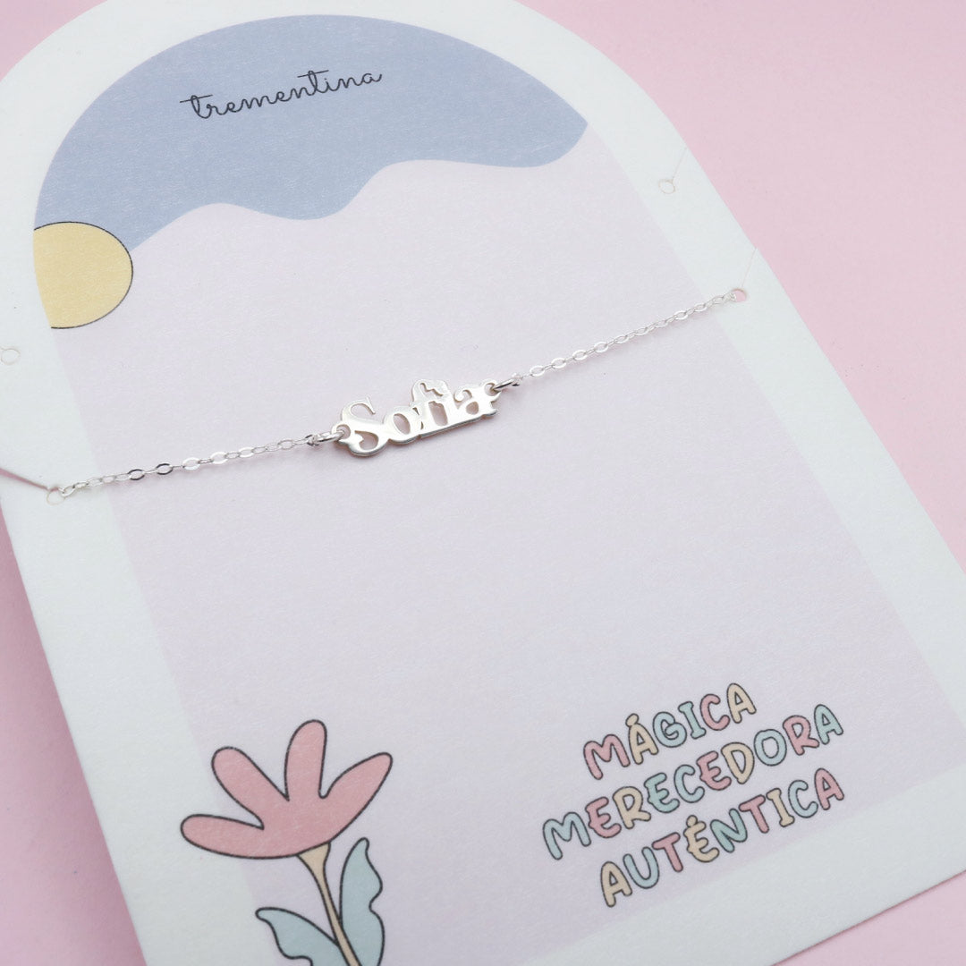 Pulsera de Plata Nombre o Palabra Tipografía Sofia