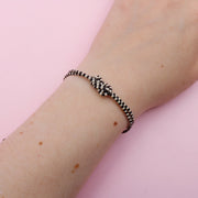 Pulsera Mostacilla Nudo Negro y Blanco