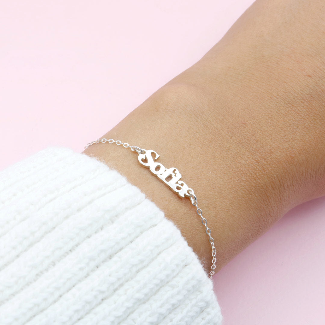 Pulsera de Plata Nombre o Palabra Tipografía Sofia